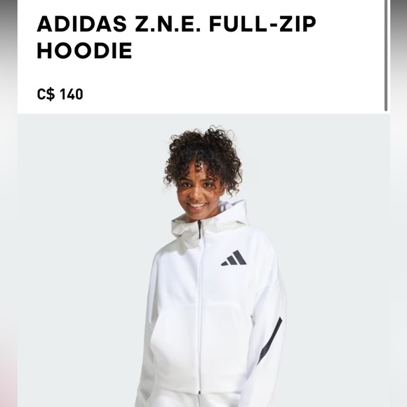 adidas Sweaters - adidas White Full-Zip Z.N.E. Hoodie with Black Accents